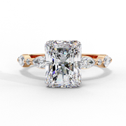 radiant cut lab diamond with marquise and round ring